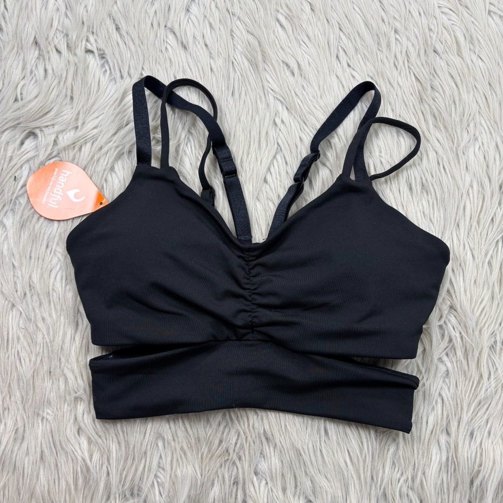 NWT Handful Women's‎ XS Black Bound and Determined Sports Bra Strappy